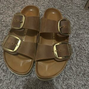 Birkenstock Brown Double Buckle Sandals - size 41